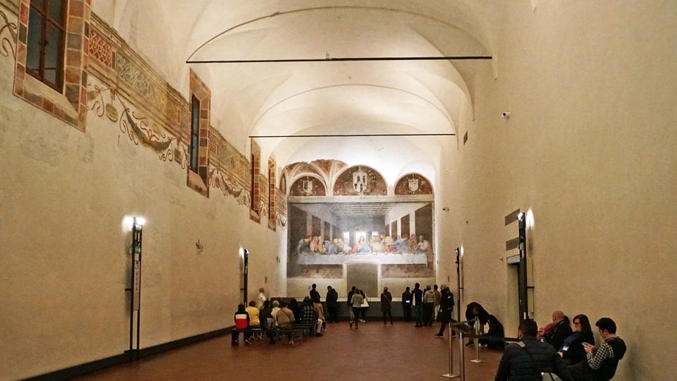 Leonardo da Vinci's Last Supper displayed in the refectory of Santa Maria delle Grazie in Milan