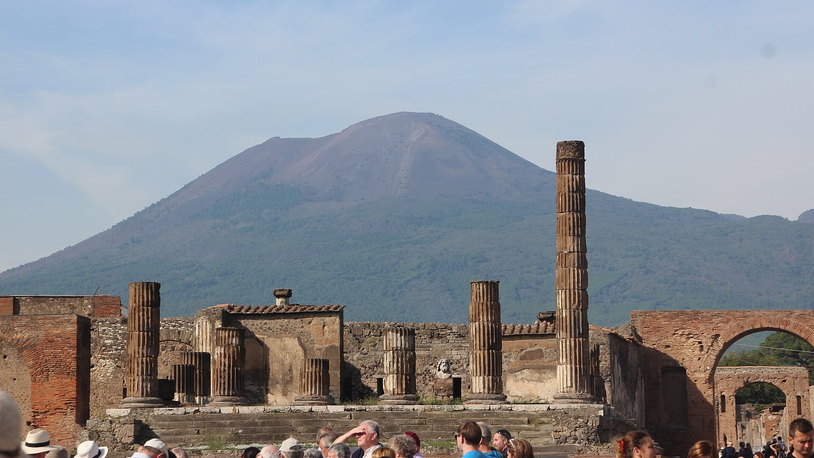 The ruins of Pompeii with Mount Vesuvius in the background