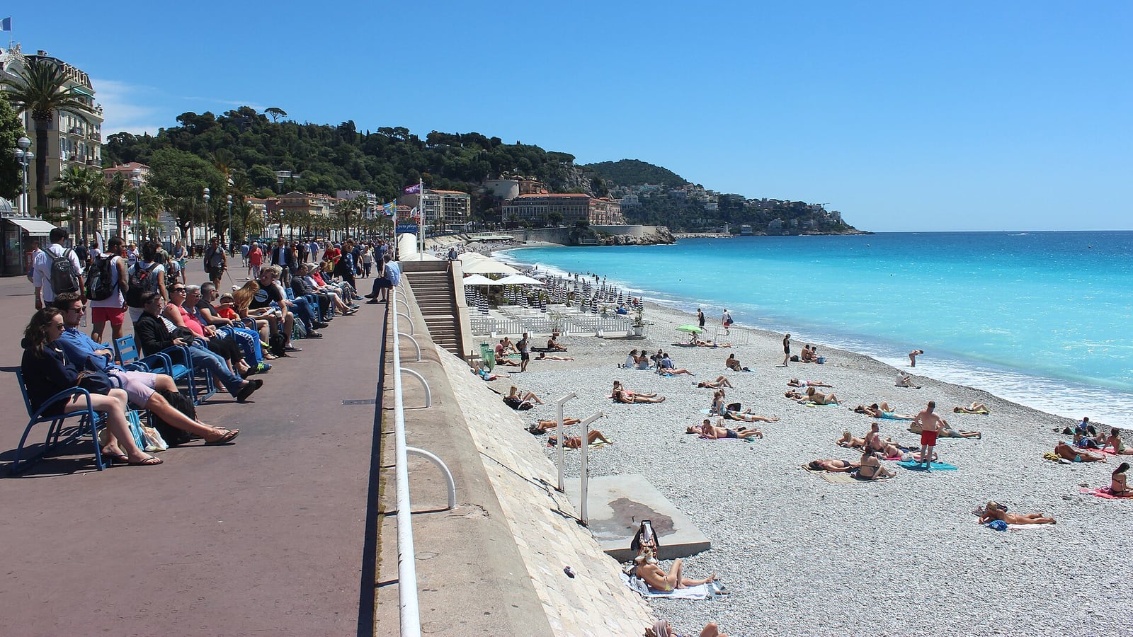 The Promenade des Anglais waterfront walkway in Nice