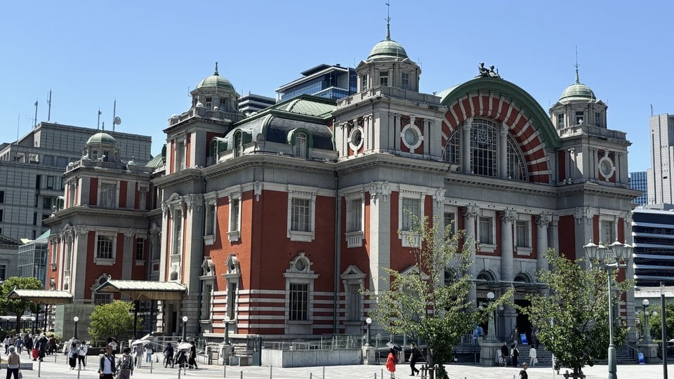 Red-brick Osaka City Central Public Hall on Nakanoshima