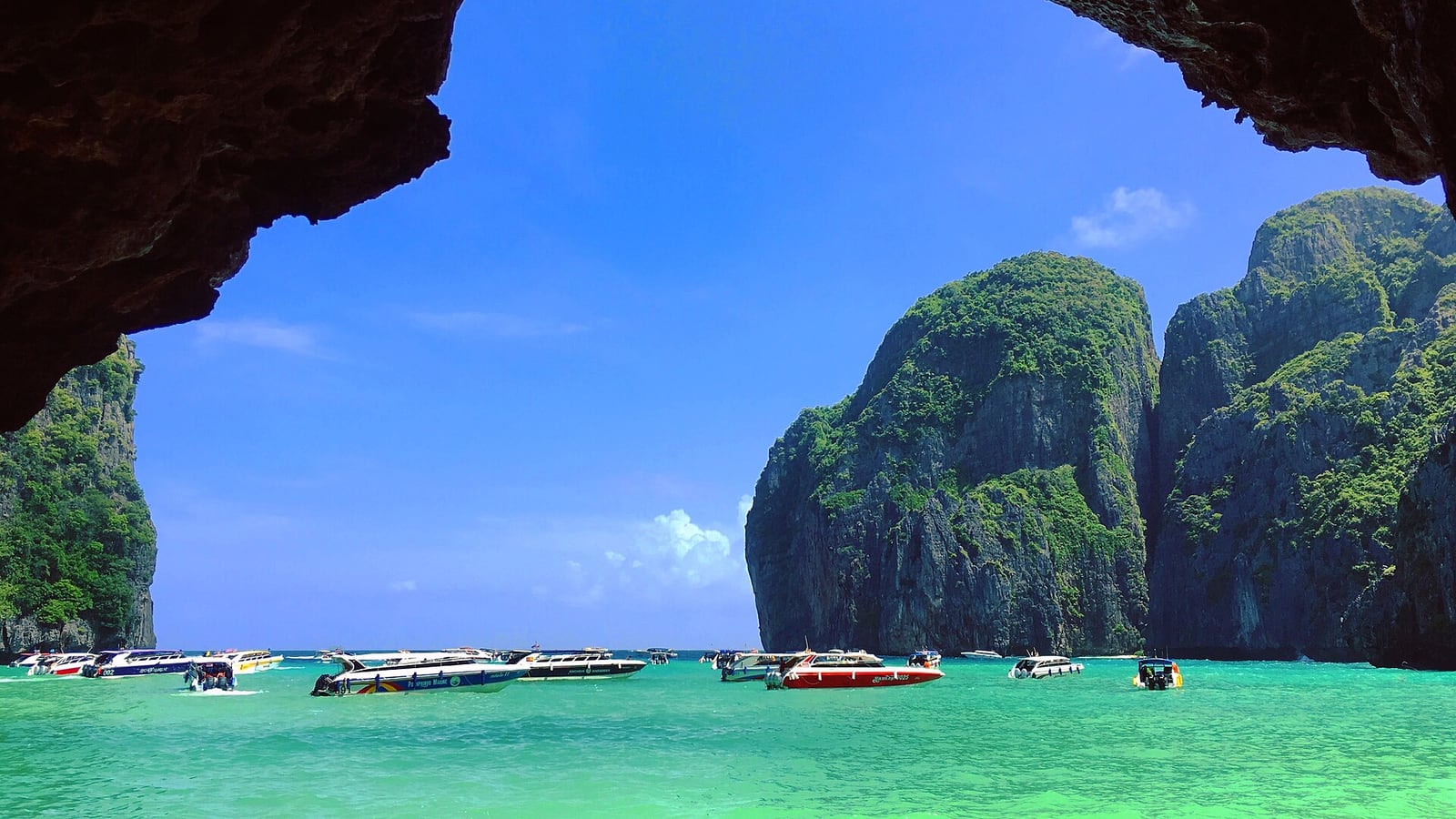 Maya Bay on Koh Phi Phi Leh, the filming location for "The Beach"