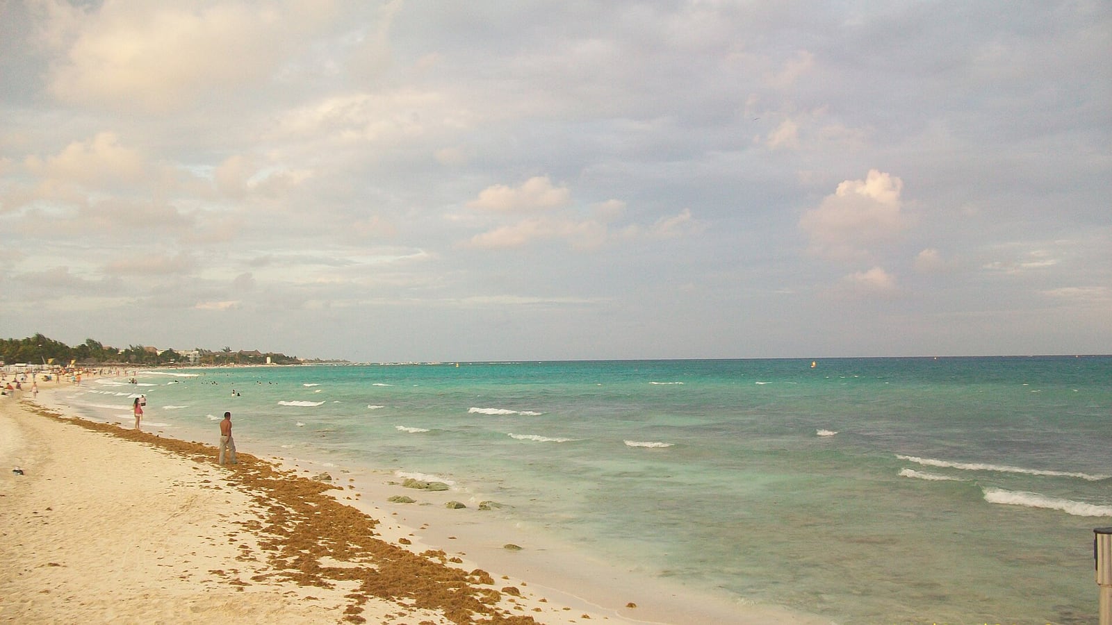 The beach and turquoise water at Playa del Carmen