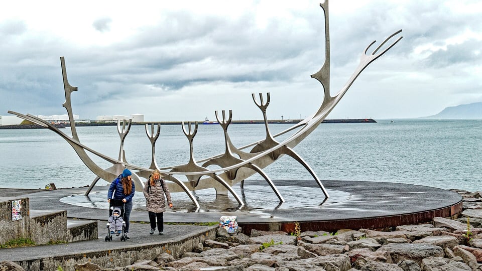 The Sun Voyager steel sculpture on Reykjavík’s Sæbraut waterfront