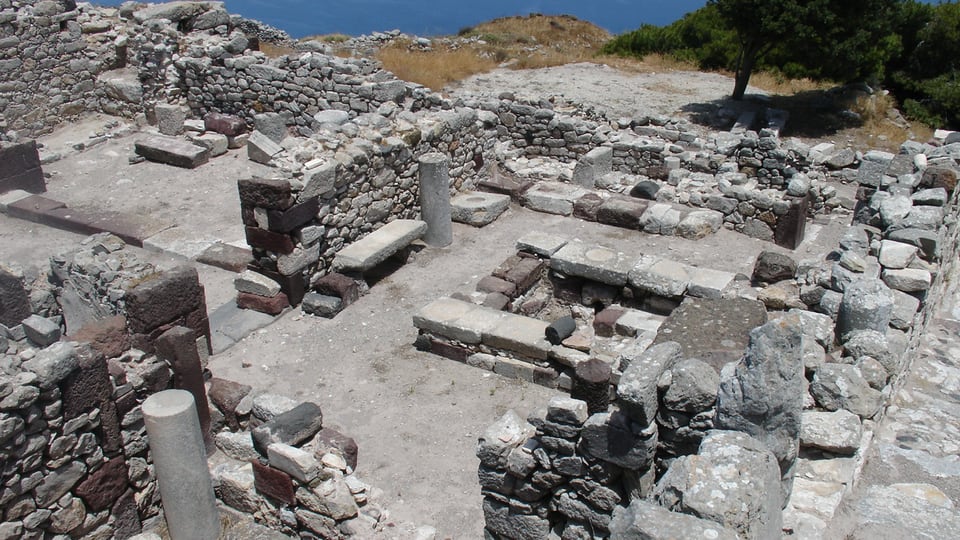 Hellenistic and Roman-era ruins at Ancient Thera on Mesa Vouno