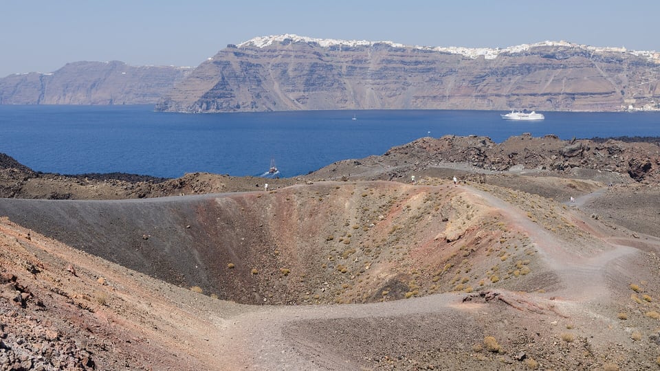 The crater path on Nea Kameni, Santorini’s active volcanic islet