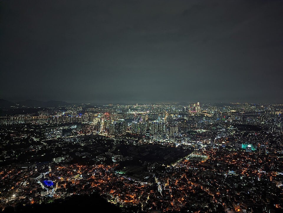 Seoul skyline at night viewed from N Seoul Tower