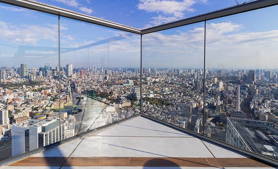Tokyo skyline from the Shibuya Sky observation terrace