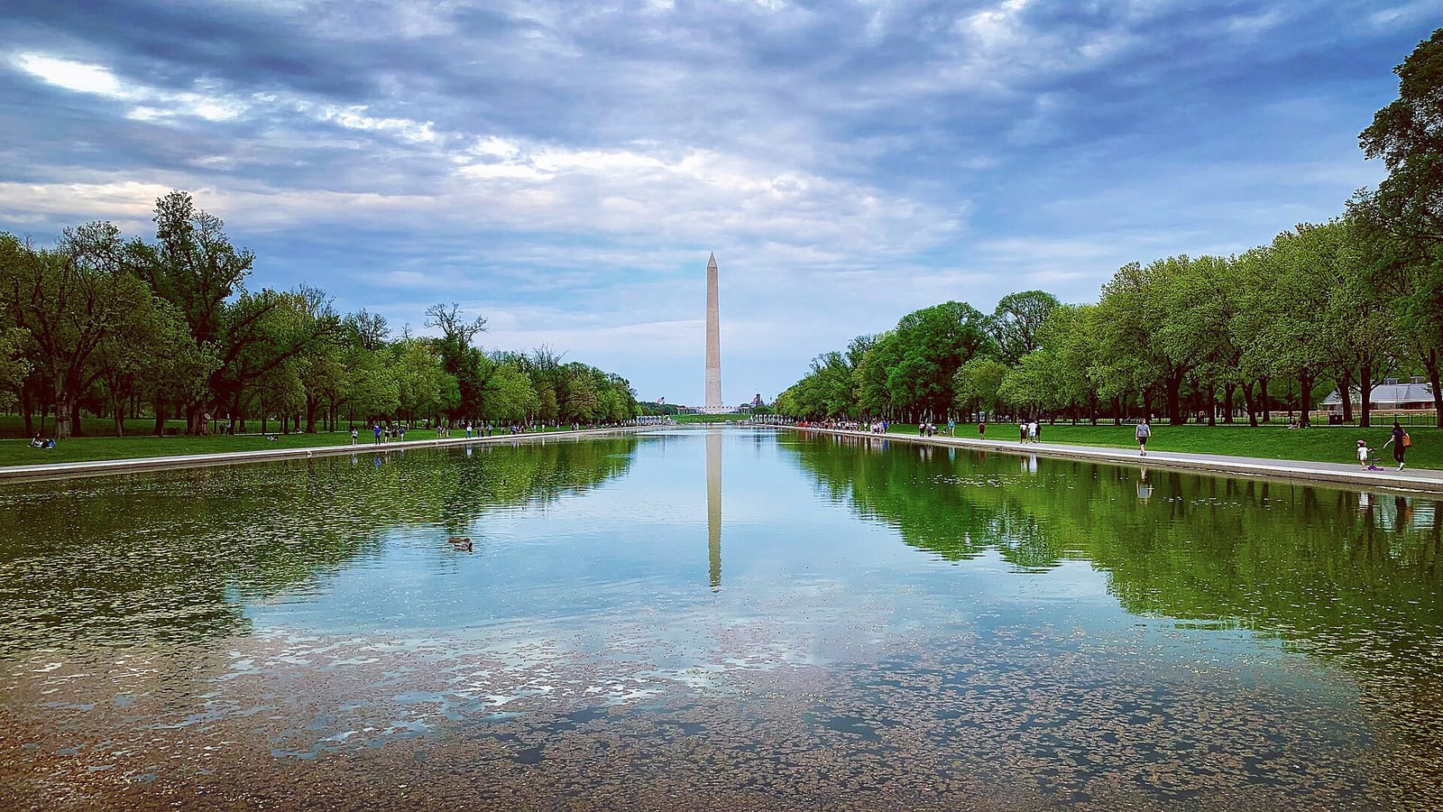The Lincoln Memorial Reflecting Pool with the Washington Monument beyond it