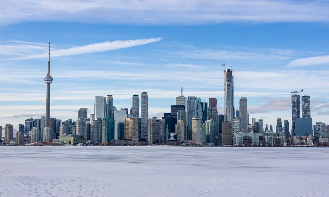 Toronto skyline seen from the Toronto Islands in winter